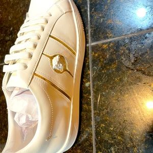 New Versace white sneakers with gold and Medusa head
